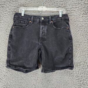 Old Navy Shorts Womens 8 Black Stretch Denim High Rise Button Fly O.G. Straight